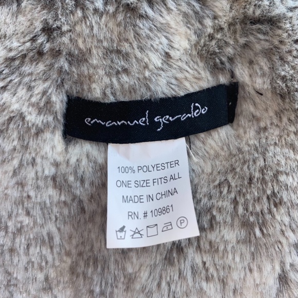 Emanuel Geraldo Womens Faux Fur Infinity Wrap Tan Cream - Picture 10 of 10
